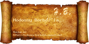 Hodossy Borbála névjegykártya